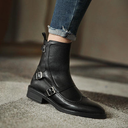 Round Toe Thick Heel Boots - ForVanity boots, women's shoes Shoes