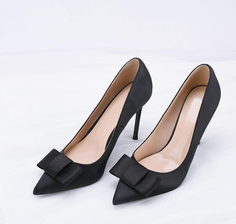 Satin Pointed Pump Stiletto Heels - ForVanity Shoes