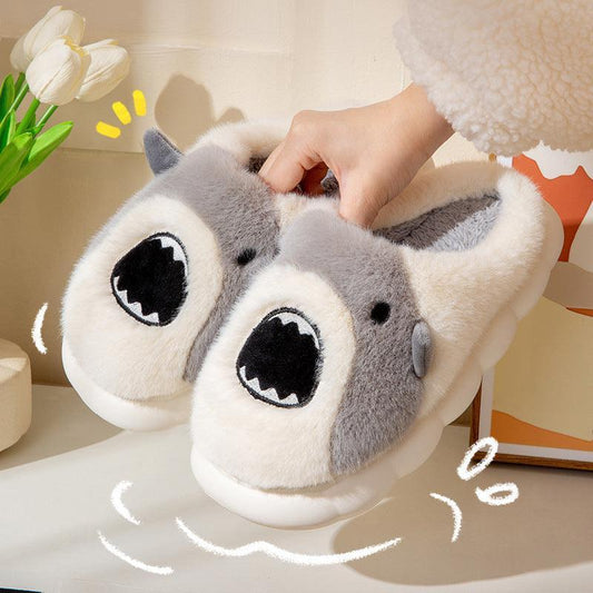 Shark Cute Cartoon Warm Winter Plush Fuzzy Slippers - ForVanity house slippers, men's house slippers, men's shoes, women's house slippers, women's shoes Slippers