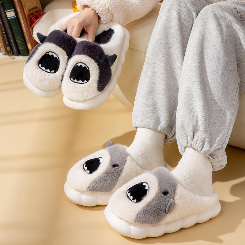 Shark Cute Cartoon Warm Winter Plush Fuzzy Slippers - ForVanity house slippers, men's shoes, women's shoes Slippers