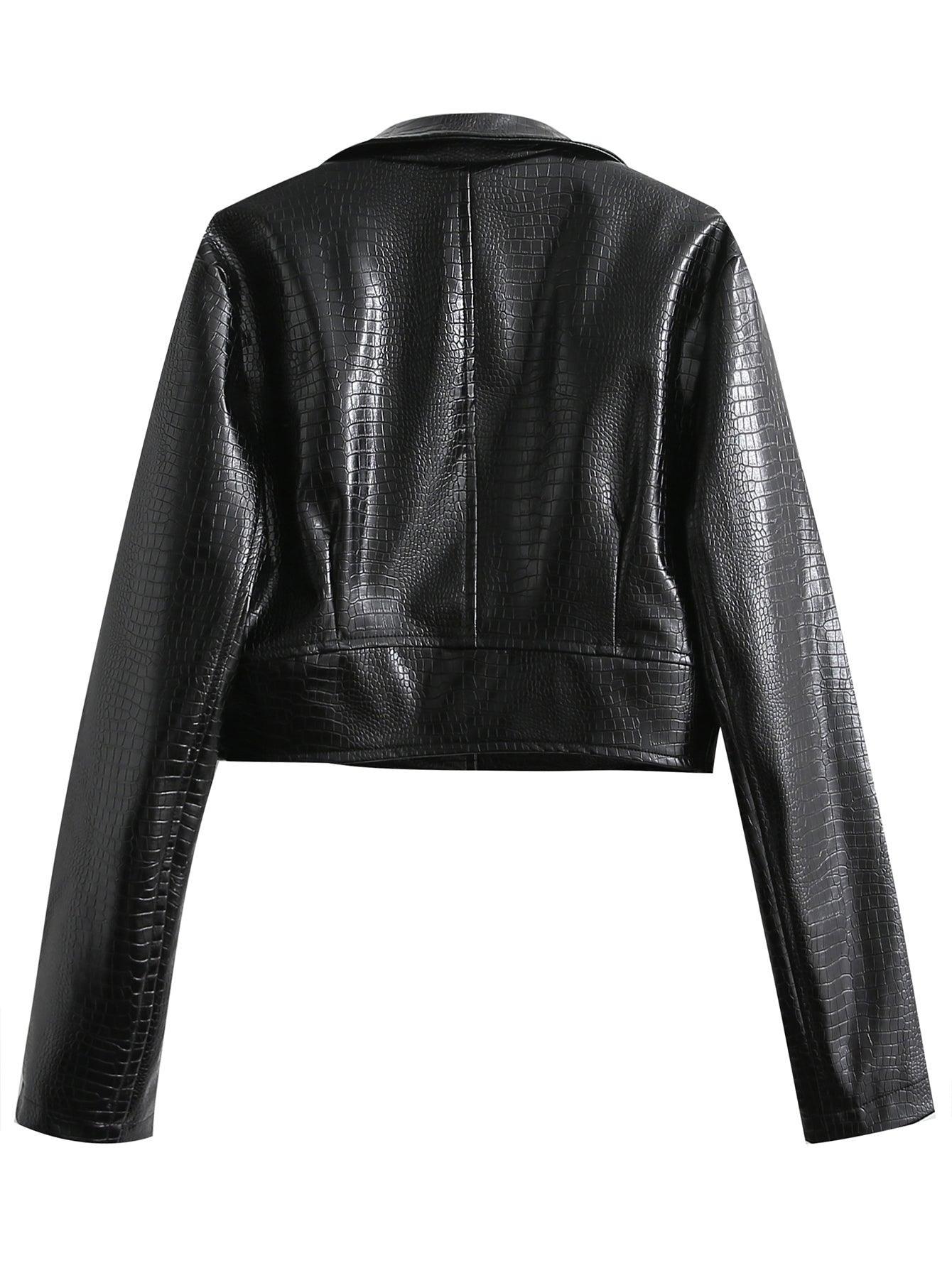 Short High Waist Faux Leather New Wild Jacket - ForVanity 