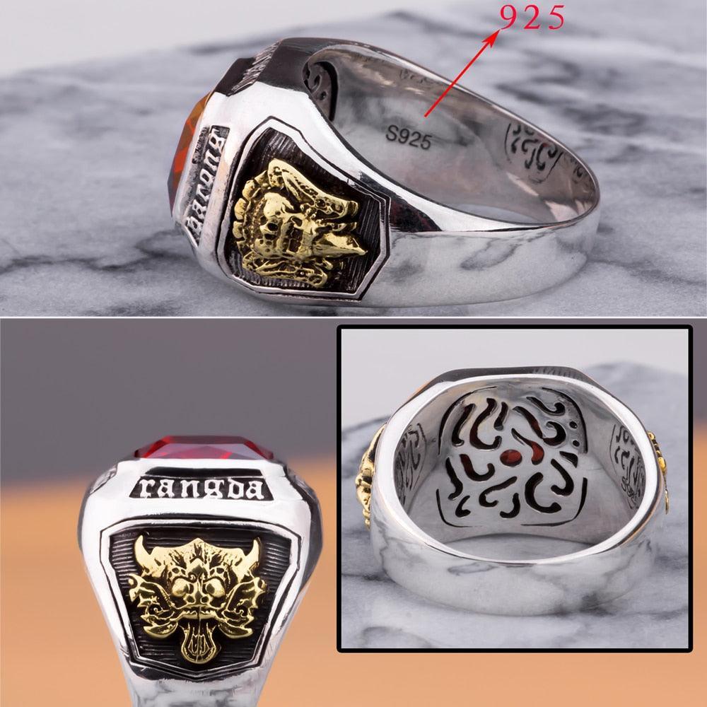 Solid 925 Sterling Silver Vintage Men's Ruby Ring - ForVanity Vintage Men's Ruby Ring