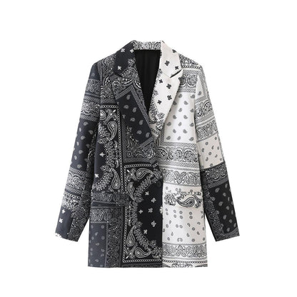Spring Urban Paisley Printed Blazer with Color Matching - ForVanity blazer, jackets & coats, women's clothing Blazer