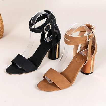 Square Head With Thick Heel Sandals - ForVanity sandals, women's sandals, women's shoes Shoes