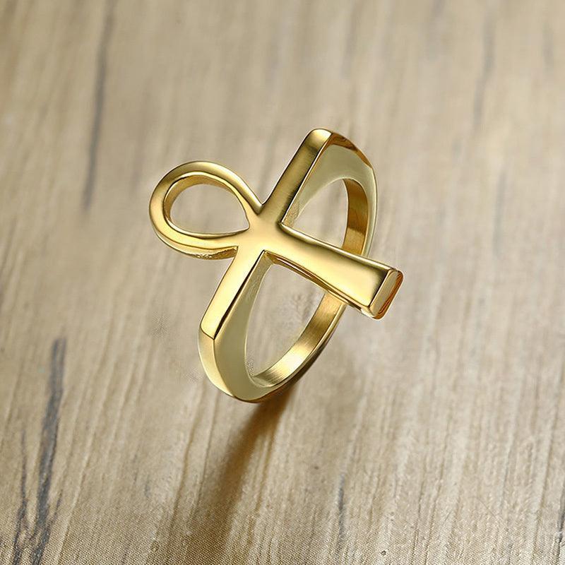 Stainless Steel Ankh Egyptian Key of the Life Ring - ForVanity Rings