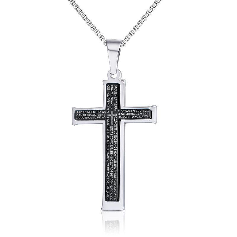 Stainless Steel Double Cross Pendant & Necklace - ForVanity men's jewellery & watches, necklaces & pendants Necklaces