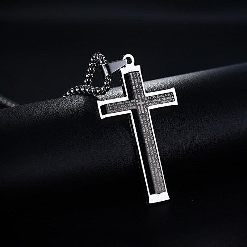 Stainless Steel Double Cross Pendant & Necklace - ForVanity men's jewellery & watches, necklaces & pendants Necklaces