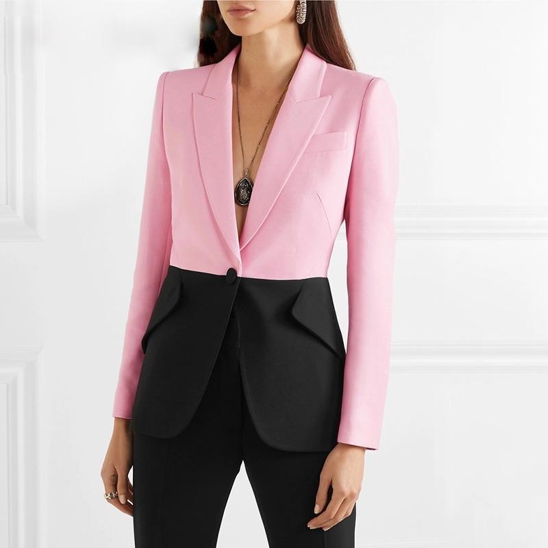 Street Fashion Color Matching Blazer - Trendy Office Wear for the Modern Woman - ForVanity blazer, jackets & coats, women's clothing Blazer