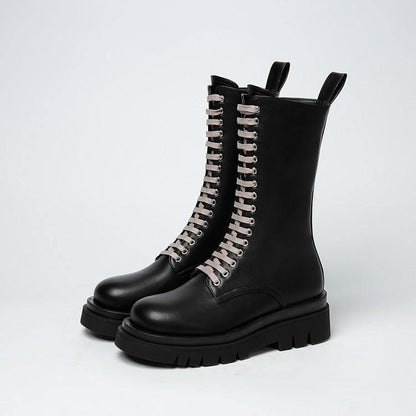Thick-soled Lace-up Boots - ForVanity boots, women's shoes Shoes