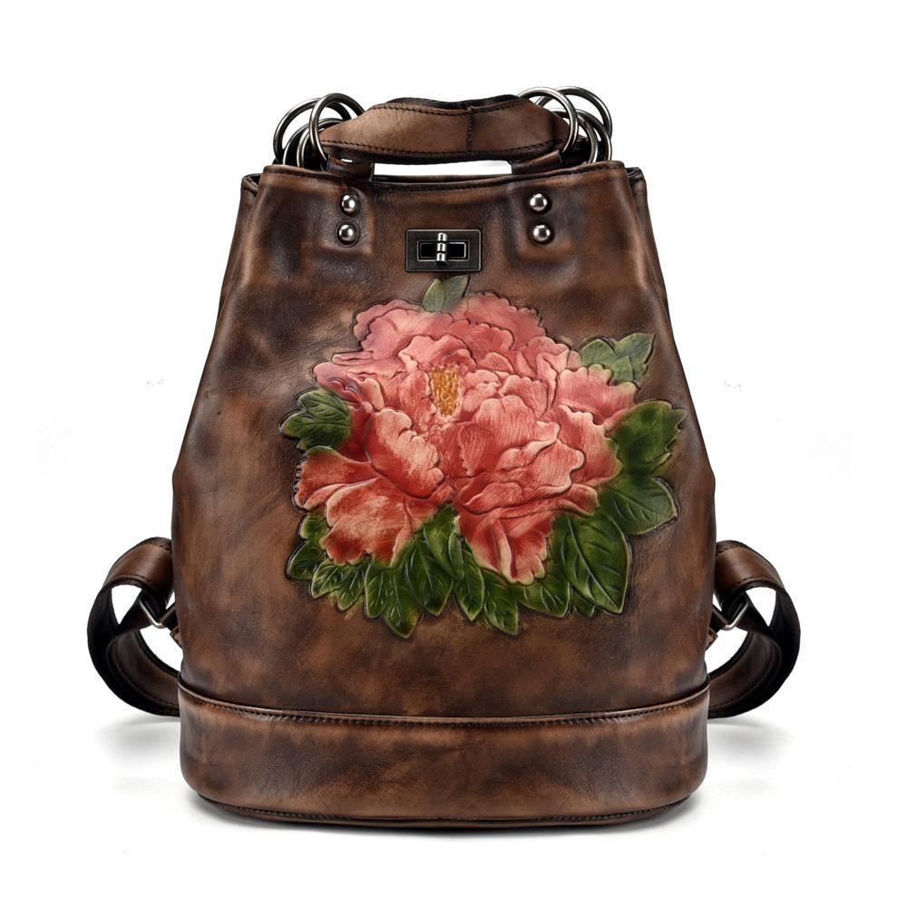 Tree Cream Leather Backpack - ForVanity backpacks, women's bags Backpacks