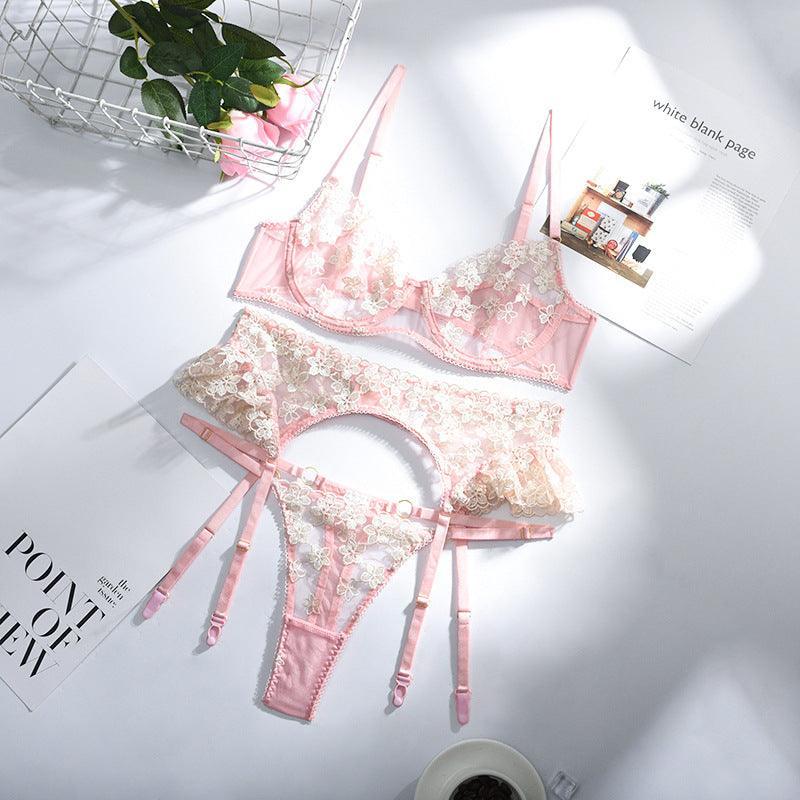 Elegant Floral Embroidered Lingerie Set - ForVanity lingerie, women's lingerie Lingerie