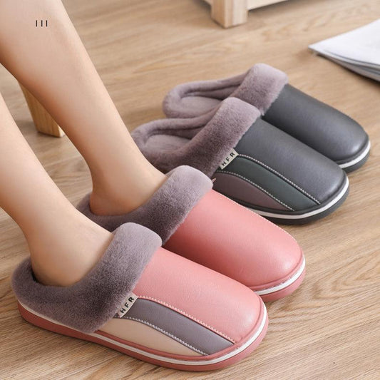 Waterproof Slippers Plush Winter Shoes Home Non-slip Bedroom Slippers Women - ForVanity 4