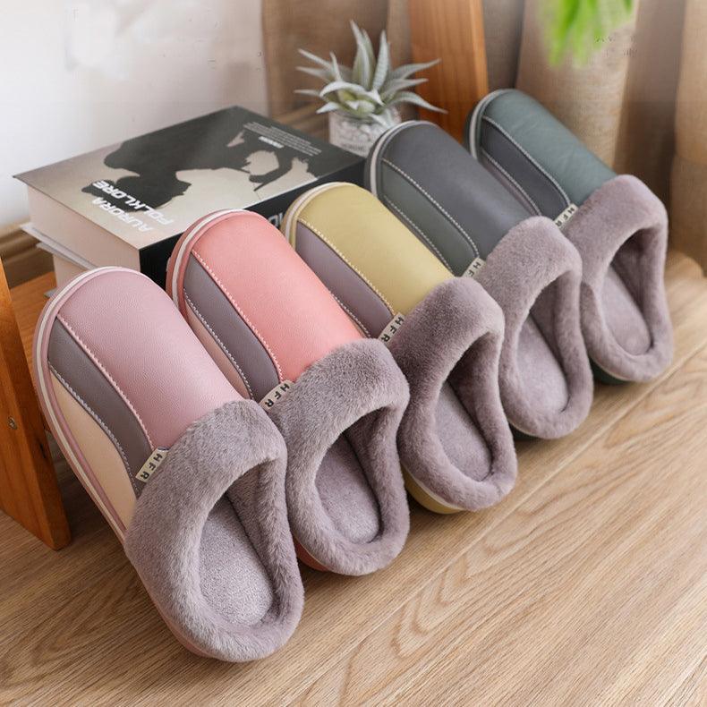 Waterproof Slippers Plush Winter Shoes Home Non-slip Bedroom Slippers Women - ForVanity 4