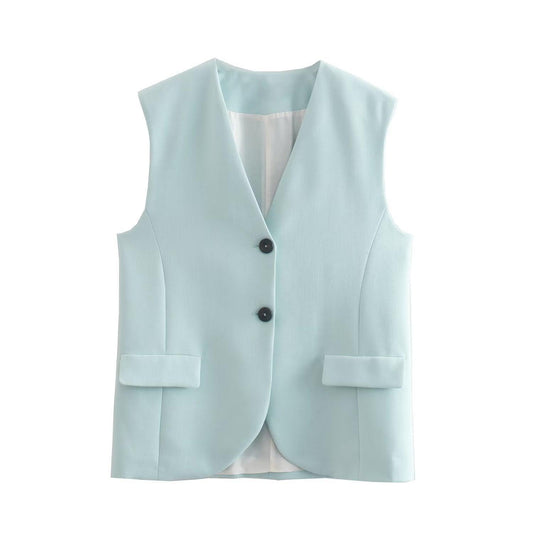 Western Style Thin Long Vest for Office Wear - ForVanity jackets & coats, vest, women's clothing Vest