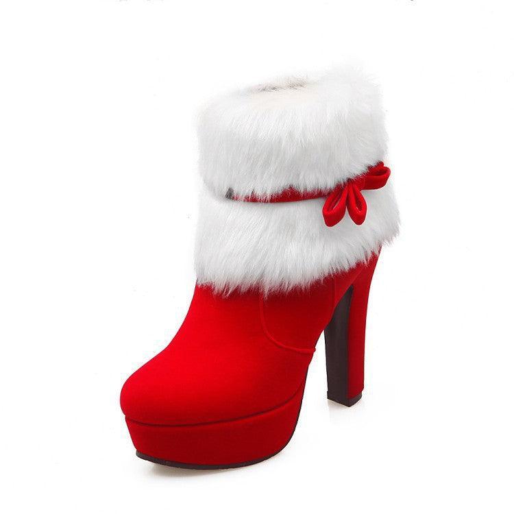 Winter Christmas High Heel Party Plush Boots - ForVanity boots, women's shoes Boots