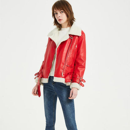 Winter Lamb Wool Leather Jacket - ForVanity 