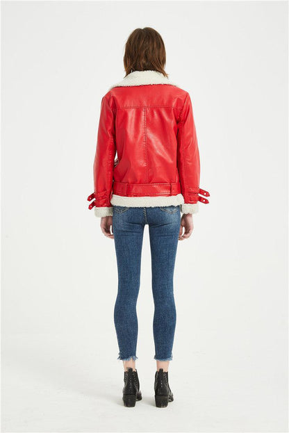 Winter Lamb Wool Leather Jacket - ForVanity 