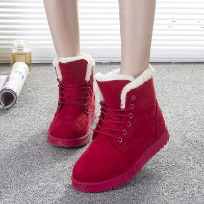 Winter Snow Lace Up Platform Women Plush Ankle Boots - ForVanity boots, women's shoes Boots