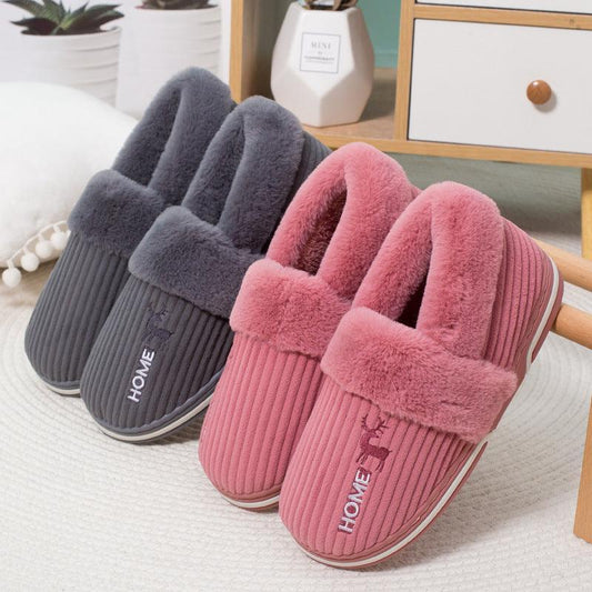 Winter Warm Shoes Women Men Couples Deer Embroidery Home Slippers Bedroom Indoor Shoes - ForVanity 4