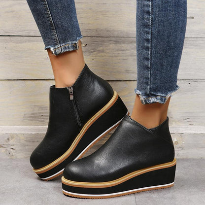 Women Chunky Block Heel Ankle Boots - ForVanity boots, women's shoes Boots