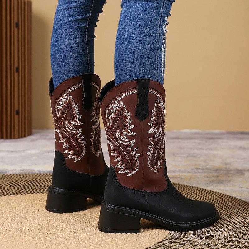 Women Embroidery Western Boots - ForVanity boots, women's shoes Boots