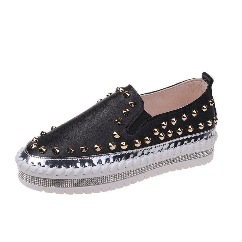 Women Fashion Rivet Flat Loafers - ForVanity loafers, women's shoes Loafers