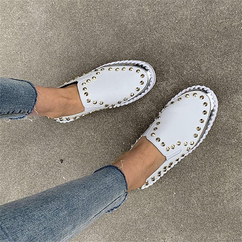 Women Fashion Rivet Flat Loafers - ForVanity loafers, women's shoes Loafers