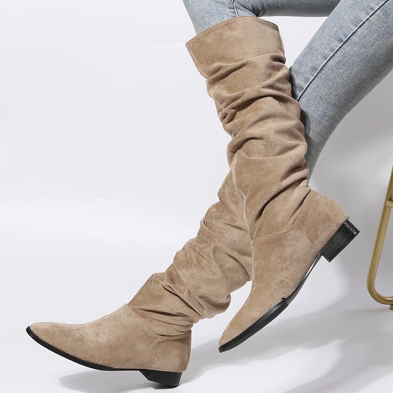 Women Faux Suede Pointed Toe Boots - ForVanity boots, women's shoes Boots