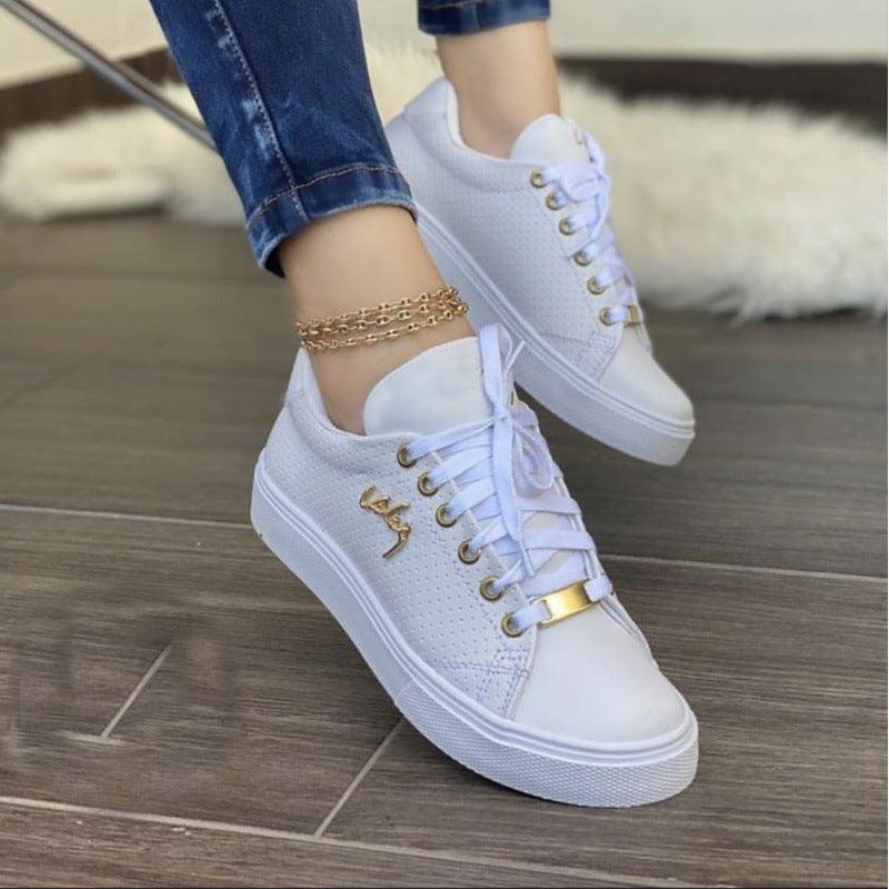 Women Flat Breathable Lace-up Sneakers - ForVanity sneakers, women's shoes Sneakers