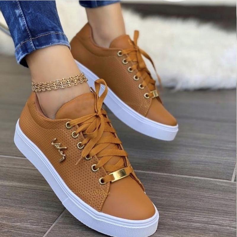 Women Flat Breathable Lace-up Sneakers - ForVanity sneakers, women's shoes Sneakers