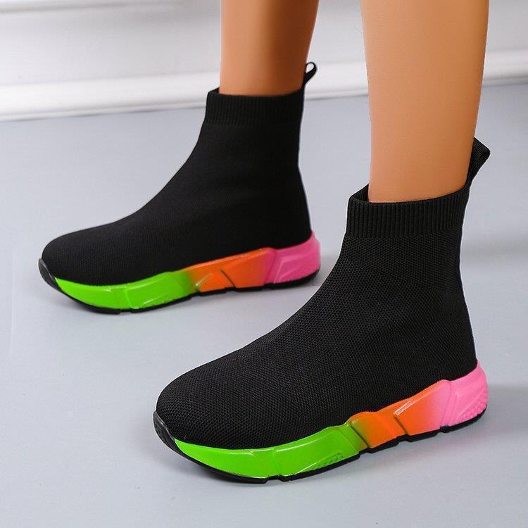 Women Iridescent Platform Black Ankle Boots - ForVanity boots, women's shoes Boots
