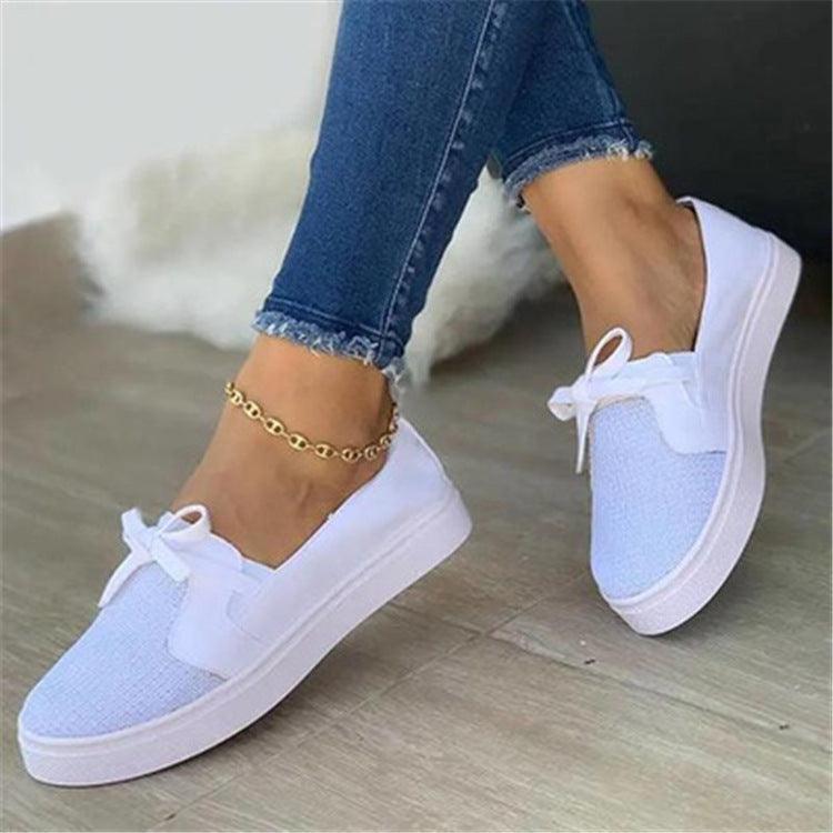 Women Lace-up Canvas Flat Sneakers - ForVanity sneakers, women's shoes Sneakers