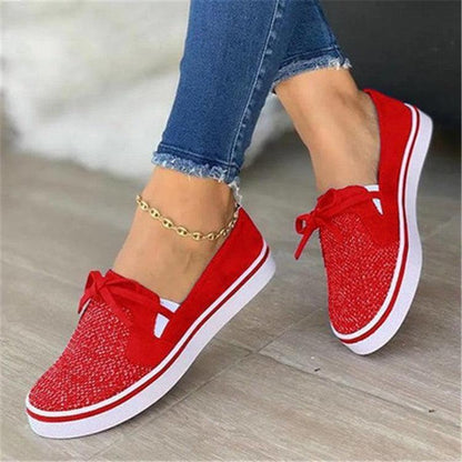 Women Lace-up Canvas Flat Sneakers - ForVanity sneakers, women's shoes Sneakers