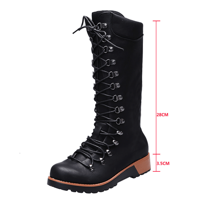 Women Lace-Up Combat Winter Western Boots - ForVanity boots, women's shoes Boots