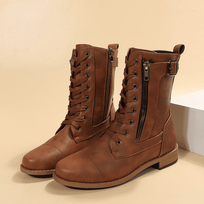 Women Lace-up Western Boots - ForVanity boots, women's shoes Boots