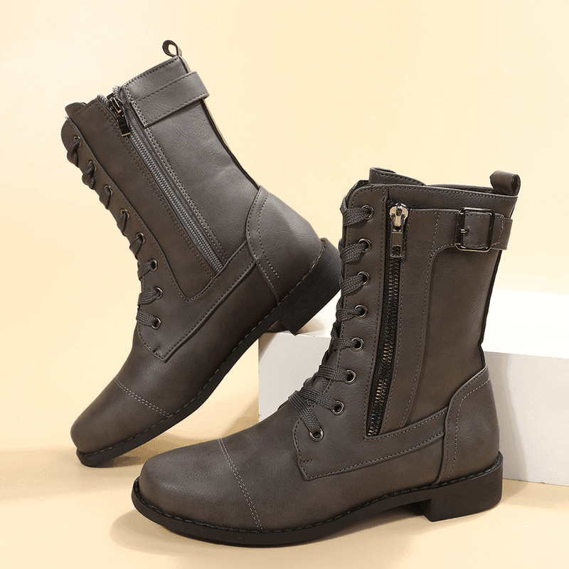 Women Lace-up Western Boots - ForVanity boots, women's shoes Boots