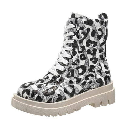Women Leopard Print Low Heel Boots - ForVanity boots, women's shoes Boots