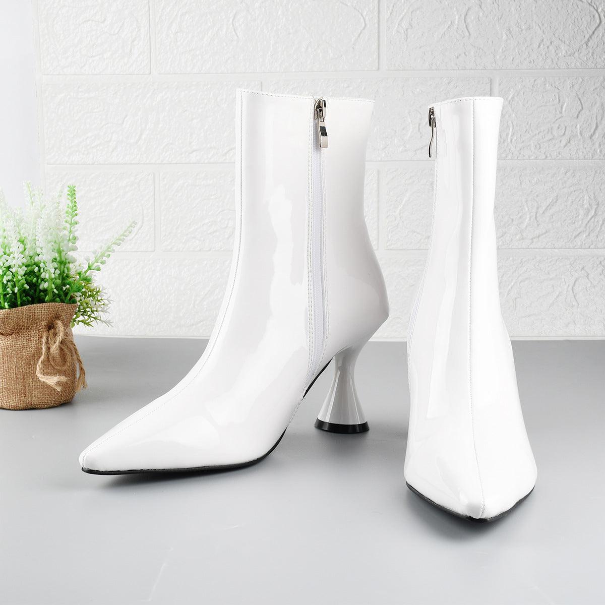 Women Pointed Toe Ankle Side Zipper Boots - ForVanity boots, women's shoes Boots