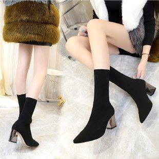 Women Pointed Toe High Heel Sock Boots - ForVanity boots, women's shoes Boots