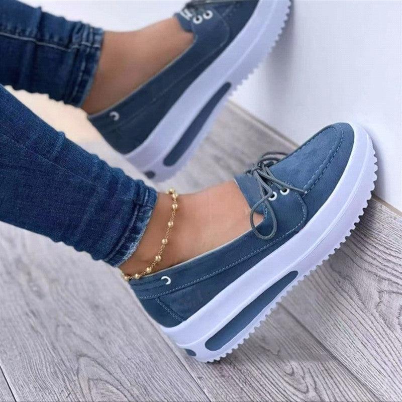Step up Your Style with Women's Lace-Up Flats Wedges - ForVanity sneakers, women's shoes Sneakers
