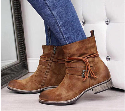 Women Western Buckle Ankle Boots - ForVanity boots, women's shoes Boots