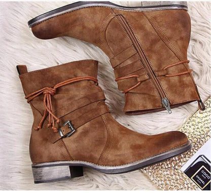Women Western Buckle Ankle Boots - ForVanity boots, women's shoes Boots