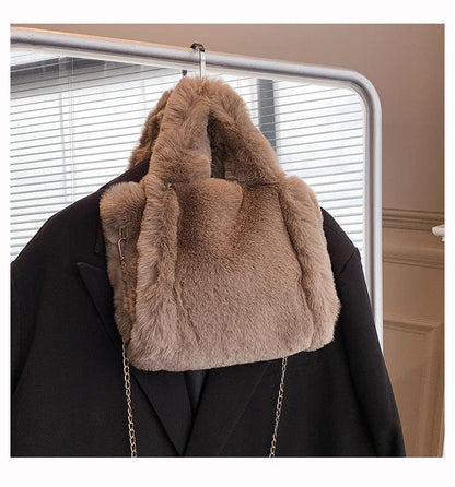 Women Winter Chain Plush Totes Handbag - ForVanity handbag, shoulder bags, tote bags, women's bags Handbags