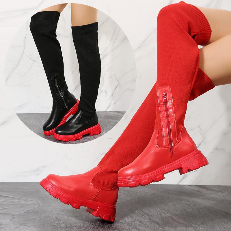 Women Winter Side Zipper Knee High Long Boots - ForVanity boots, women's shoes Boots