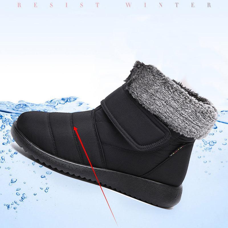 Women's Winter Warm Flat Ankle Snow Boots - Velcro Design - ForVanity boots, women's shoes Boots
